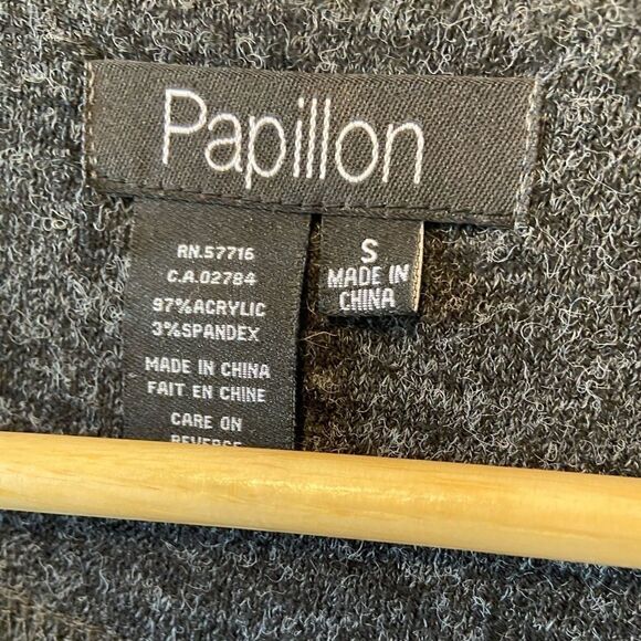 PAPILLON Grey&Burgundy Tunic Sweater W/ Pockets S - Picture 3 of 7